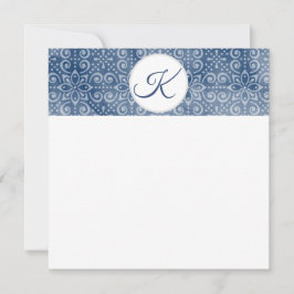 Tarjeta de nota plana monográfica Navy Batik