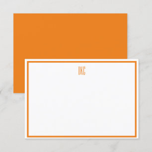 Tarjeta de nota plana monogramada en blanco y nara