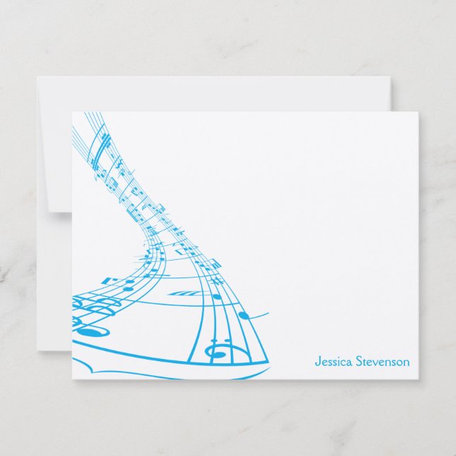 Tarjeta de nota plana Music Notes (azul) (Anverso)