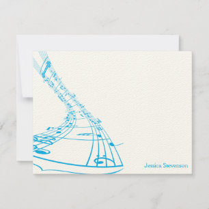 Tarjeta de nota plana Music Notes (azul)