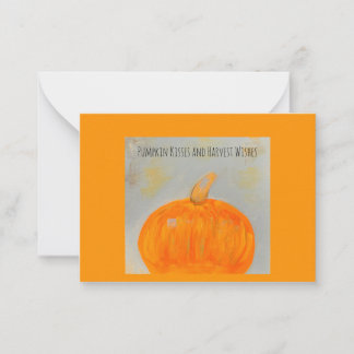 Tarjeta de nota plana Naranja Besos de calabaza