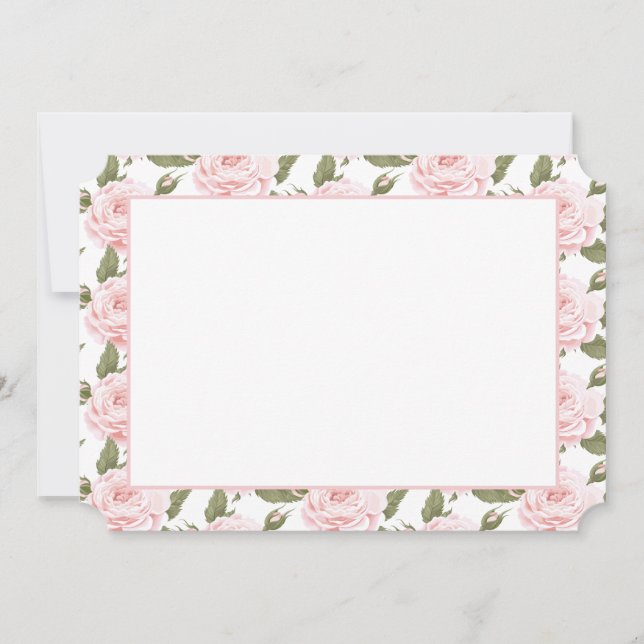 Tarjeta de nota plana o rosas rosa rosadas invitad (Anverso)
