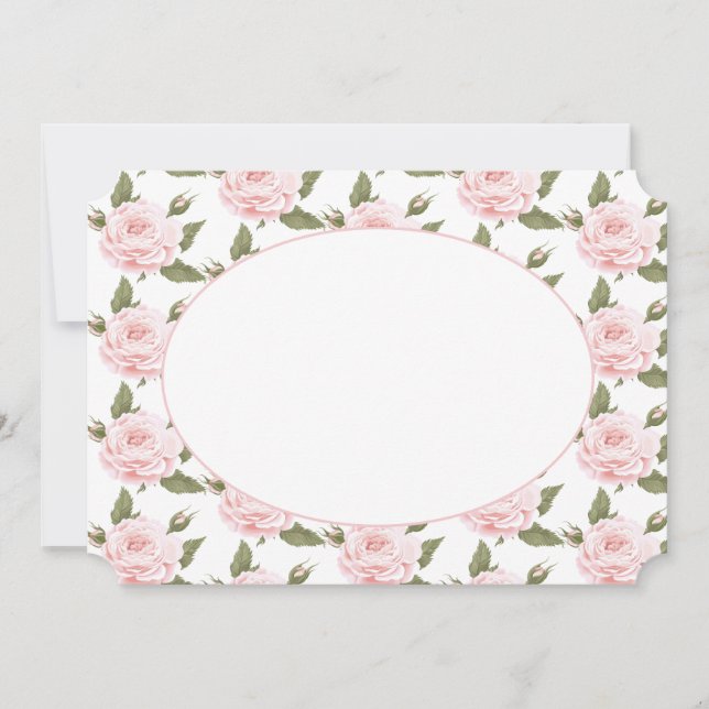 Tarjeta de nota plana o rosas rosa rosadas invitad (Anverso)
