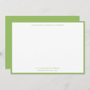 Tarjeta de nota plana Olive Green Classic Border