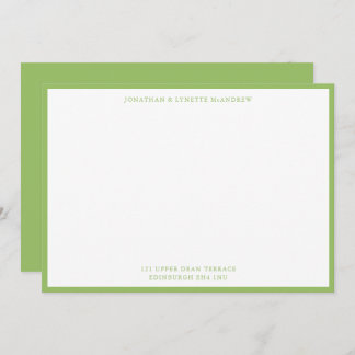 Tarjeta de nota plana Olive Green Classic Border