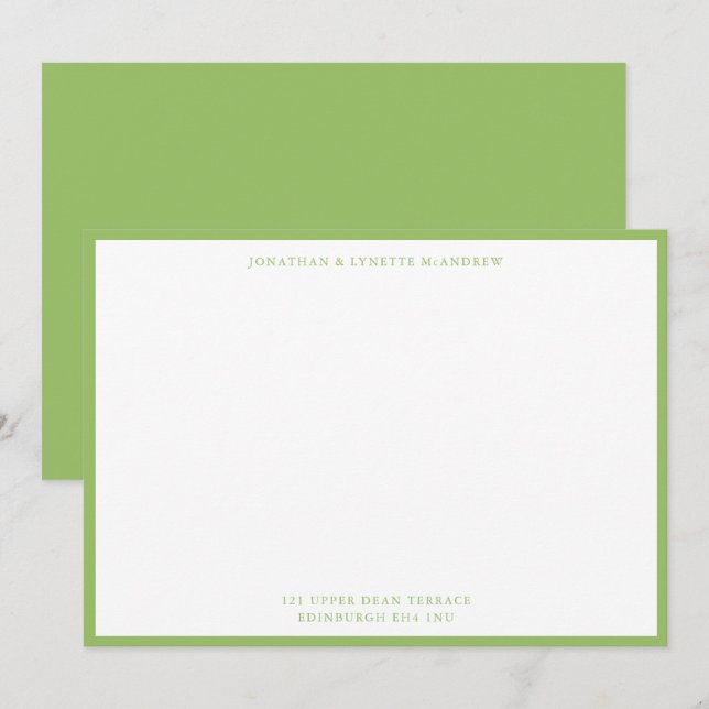 Tarjeta de nota plana Olive Green Classic Border (Anverso / Reverso)