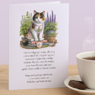Tarjeta de nota plana para amantes de gatos calico