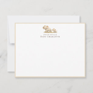 Tarjeta de nota plana para baby shower de nursery 