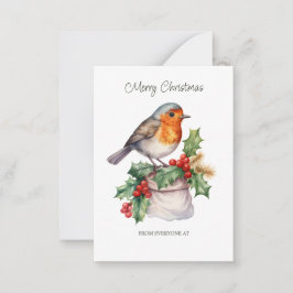 Tarjeta de nota plana para Navidades Robin Holly d