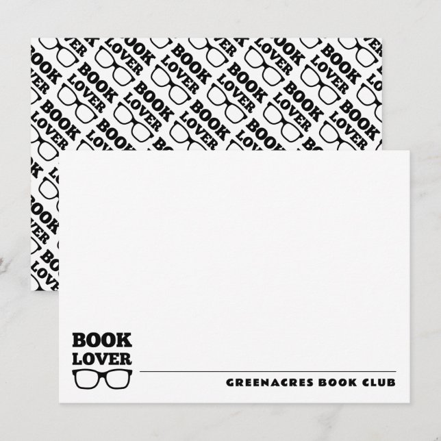 Tarjeta de nota plana personalizada Book Club (Anverso / Reverso)