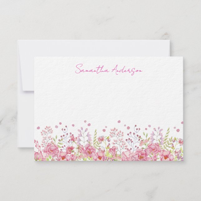 Tarjeta de nota plana personalizada con flor silve (Anverso)