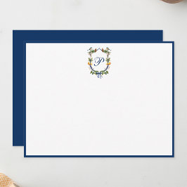 Tarjeta de nota plana personalizada de monograma v