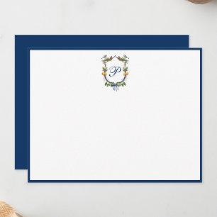 Tarjeta de nota plana personalizada de monograma v