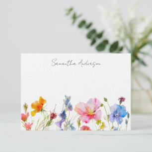 Tarjeta de nota plana personalizada Flora silvestr
