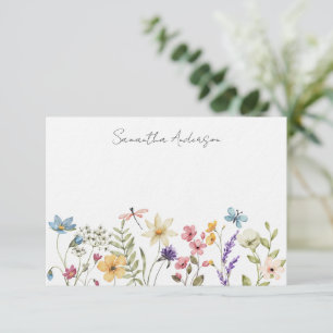 Tarjeta de nota plana personalizada Flora silvestr