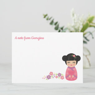 Tarjeta de nota plana personalizada para muñeca ko
