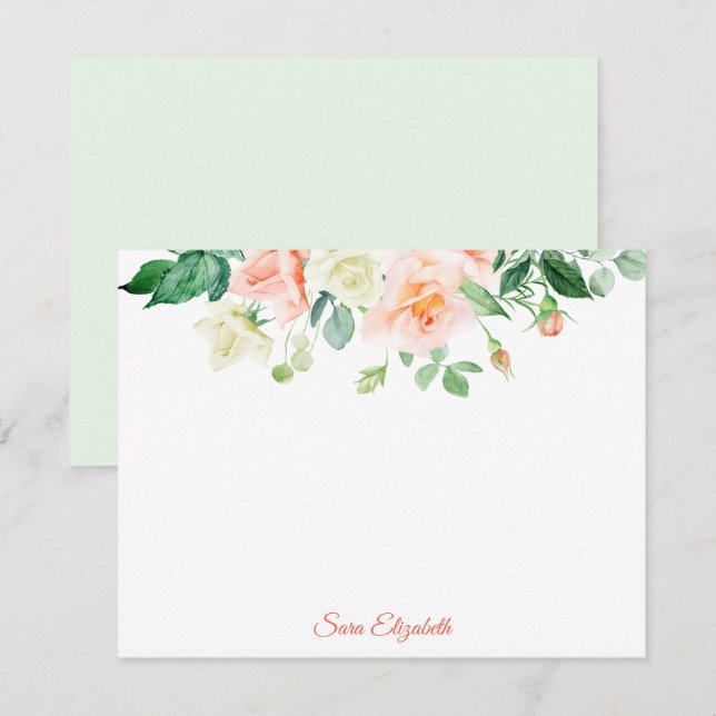 Tarjeta de nota plana personalizada para Rosas de  (Anverso / Reverso)