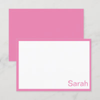 Tarjeta de nota plana personalizada rosa y blanco