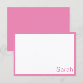 Tarjeta de nota plana personalizada rosa y blanco