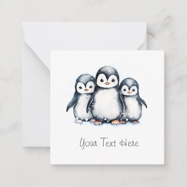 Tarjeta de nota plana pingüina personalizada (Anverso)
