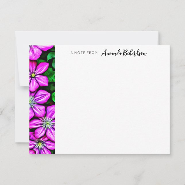 Tarjeta de nota plana Purple Clematis Paintere (Anverso)
