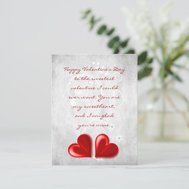 Tarjeta de nota plana Red Valentine Hearts (Anverso de pie)