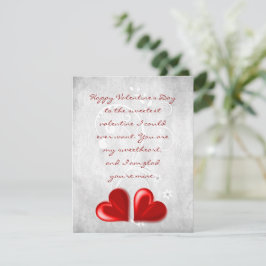 Tarjeta de nota plana Red Valentine Hearts