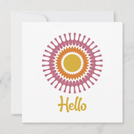 Tarjeta de nota plana Retro Sunburst en morado y o