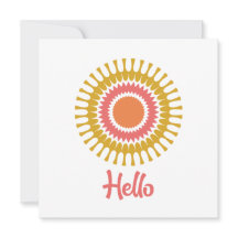 Tarjeta de nota plana Retro Sunburst en rojo y oro
