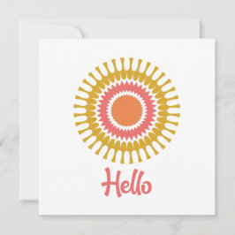 Tarjeta de nota plana Retro Sunburst en rojo y oro