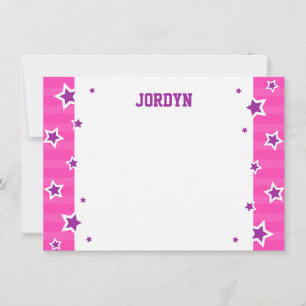 Tarjeta de nota plana rosa y púrpura personalizada