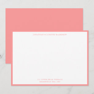 Tarjeta de nota plana Salmon Pink Classic Border