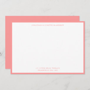 Tarjeta de nota plana Salmon Pink Classic Border