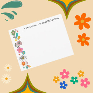 Tarjeta de nota plana temática de LOVE Flower Powe