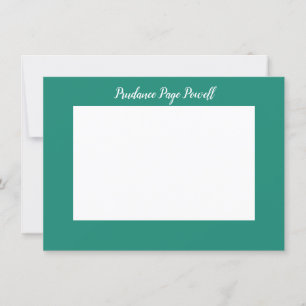Tarjeta de nota plana Verde azulada y blanca perso
