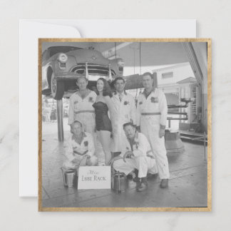 Tarjeta de nota plana vintage "Miss Lube Rack"