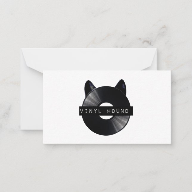 Tarjeta de nota plana Vinyl Hound de 3,5" x 2" (Anverso)