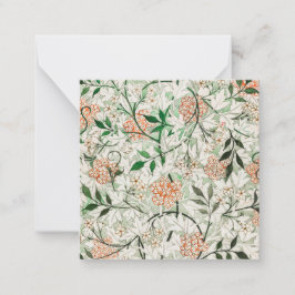 TARJETA DE NOTA PLANA : WILLIAM MORRIS : JASMINE
