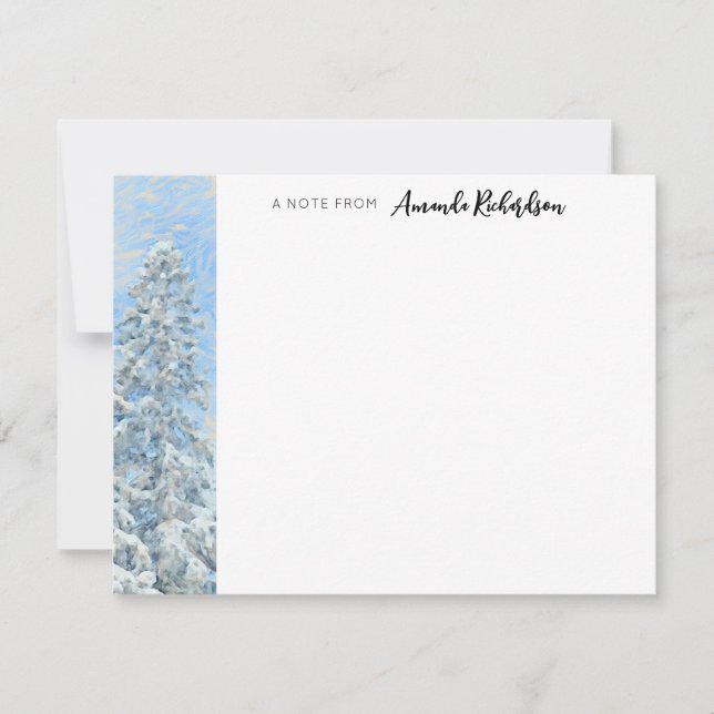 Tarjeta de nota plana Winter Evergreen Blue Sky Pa (Anverso)