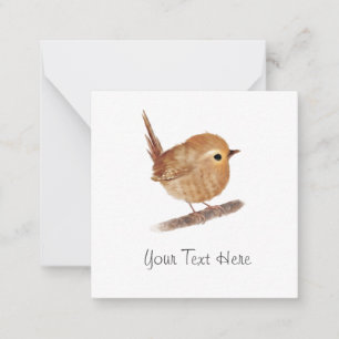 Tarjeta de nota plana Wren Bird personalizada