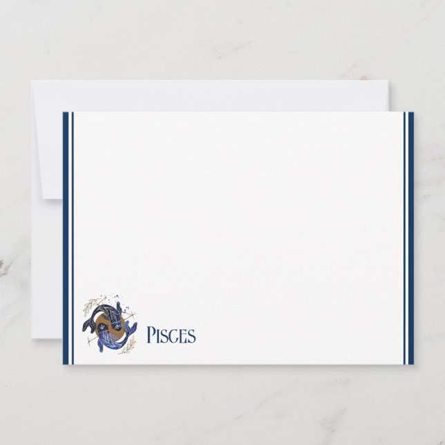 Tarjeta de nota plana-Zodiac Pisces (Anverso)