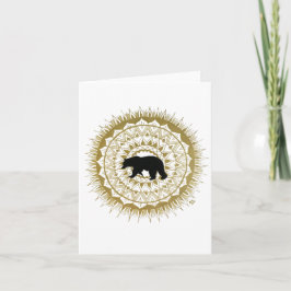 Tarjeta de nota plegada Bear Mandala