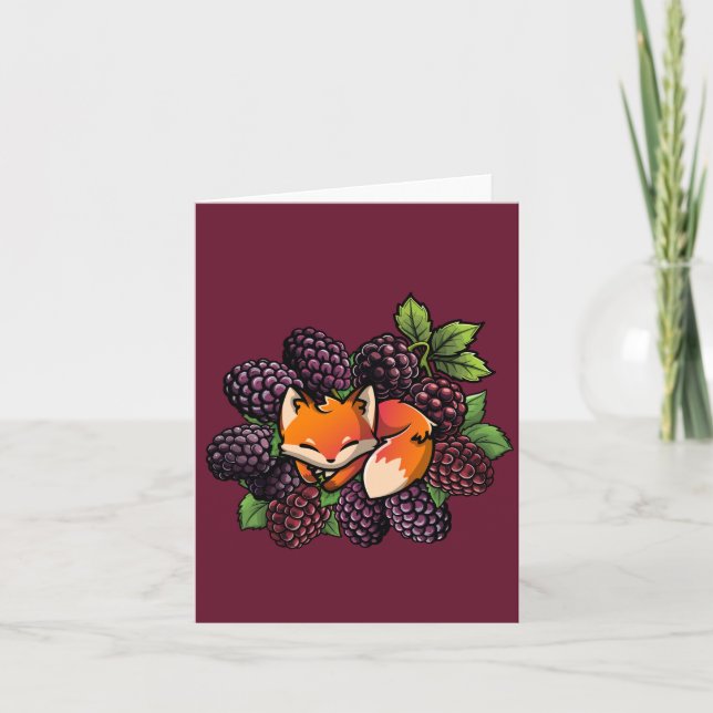 Tarjeta de nota plegada: Blackberry Fox (Anverso)