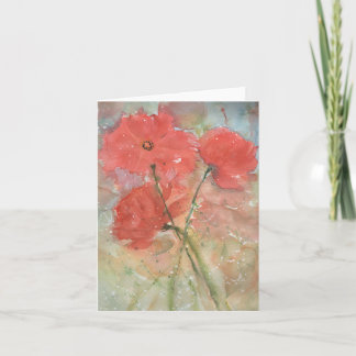 Tarjeta de nota plegada con diseño floral pintado 