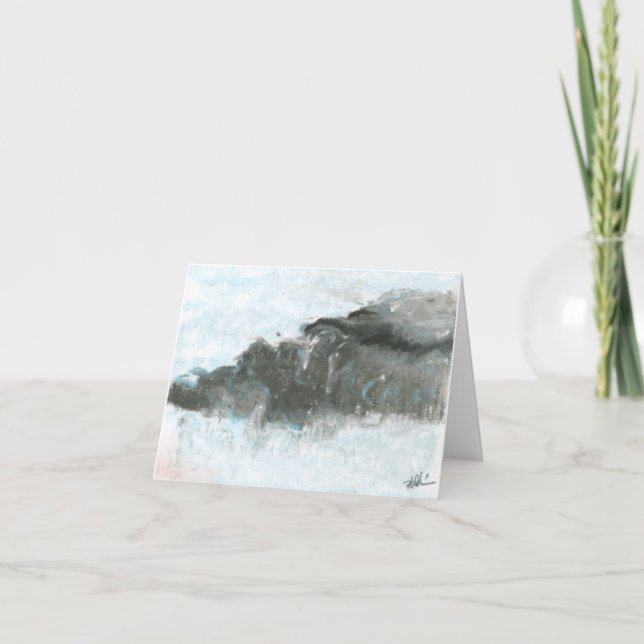 Tarjeta de nota plegada de 4" x 5,6" - "Acantilado (Anverso)