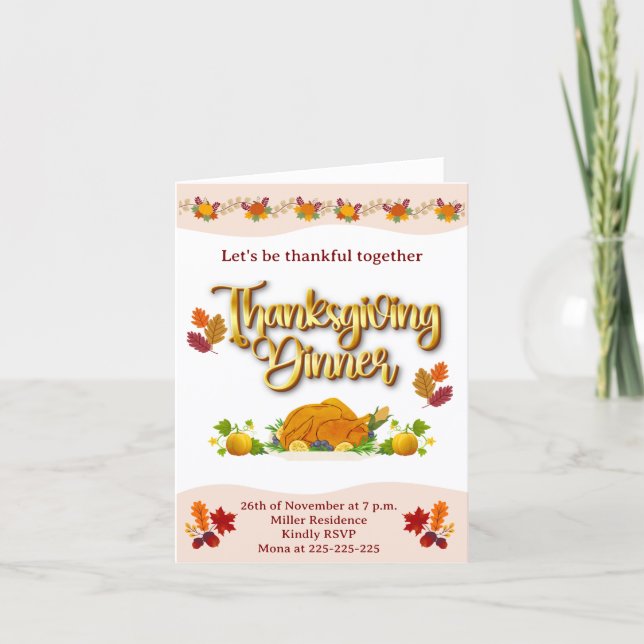 Tarjeta de nota plegada de 'Acción de Gracias' (Anverso)