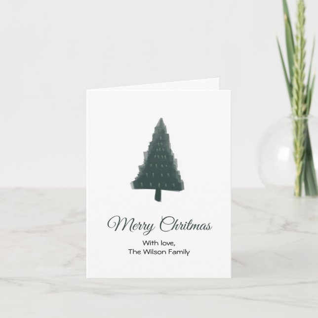 Tarjeta de nota plegada de árbol de pino de Navida (Anverso)
