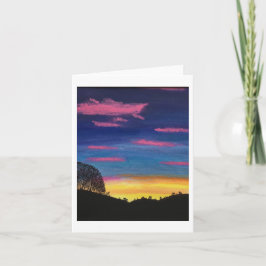 Tarjeta de nota plegada de atardecer llamativo