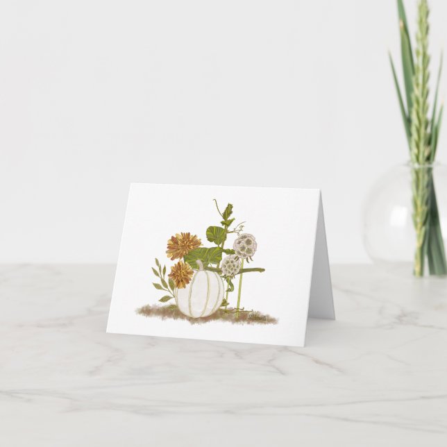 Tarjeta de nota plegada de calabaza floral (Anverso)