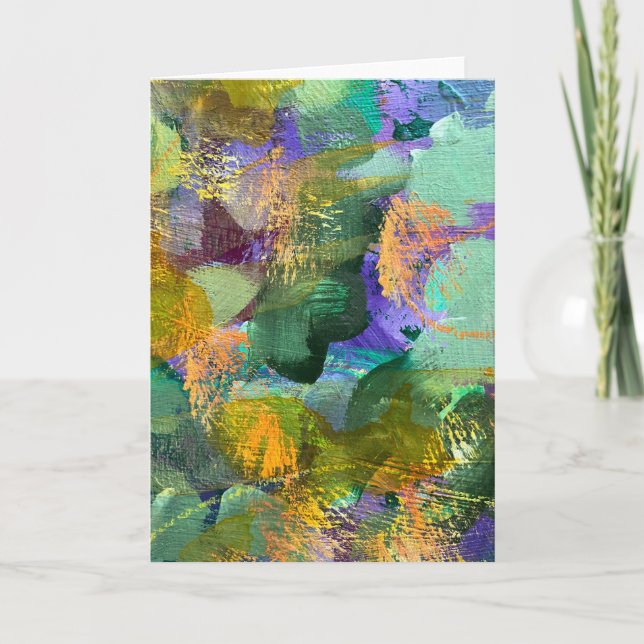 Tarjeta de nota plegada de campo de flores de arte (Anverso)